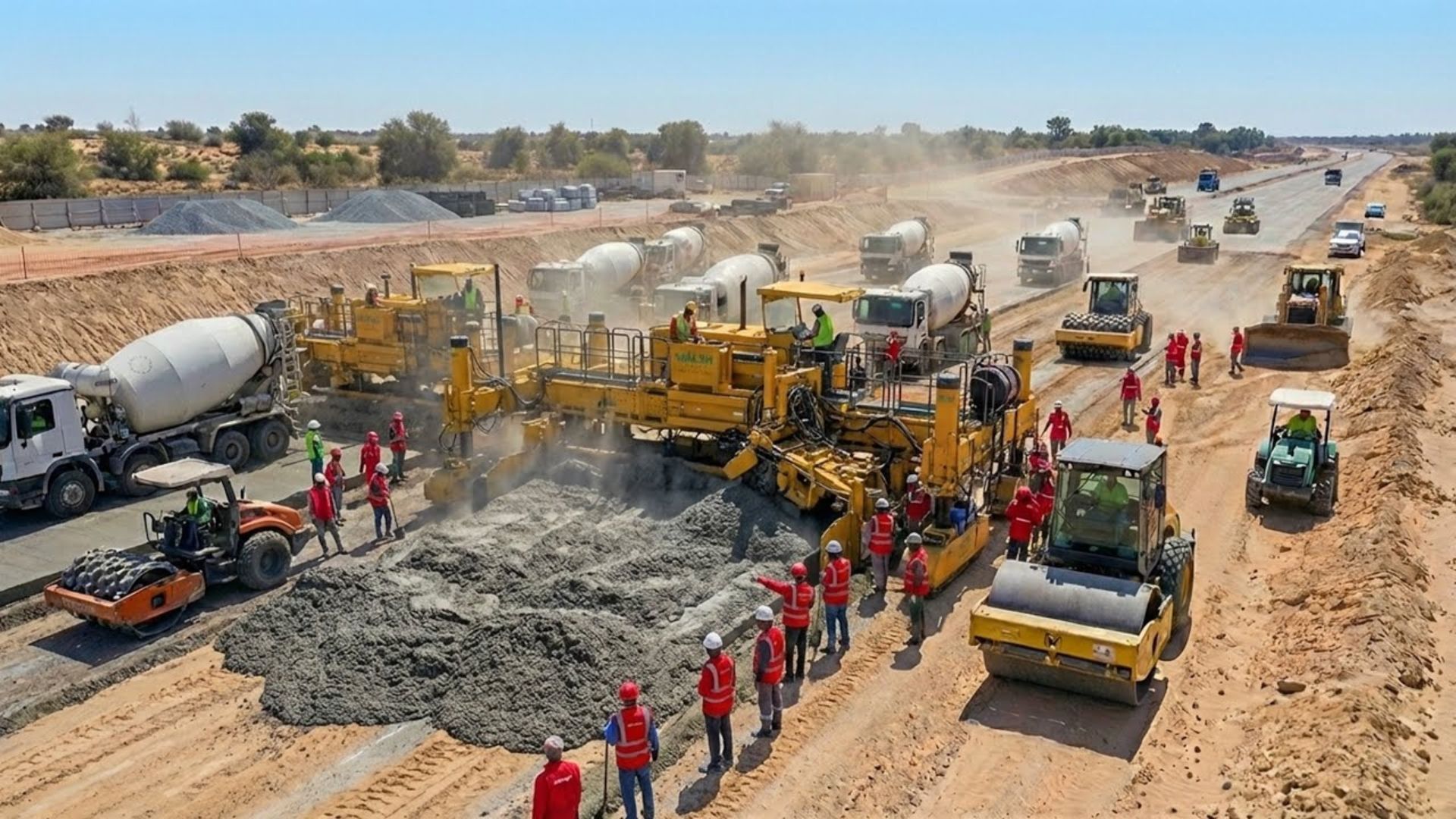 Pavimentadoras de fôrma deslizante moldam o concreto numa só passagem e erguem até 5 km de estrada por dia, criando placas sem emendas que duram décadas.