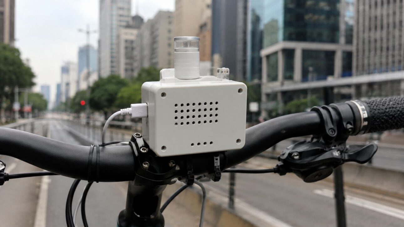 A low-cost sensor on cyclists' handlebars measured air pollution on routes in São Paulo: USP research shows that the route changes how much you breathe.
