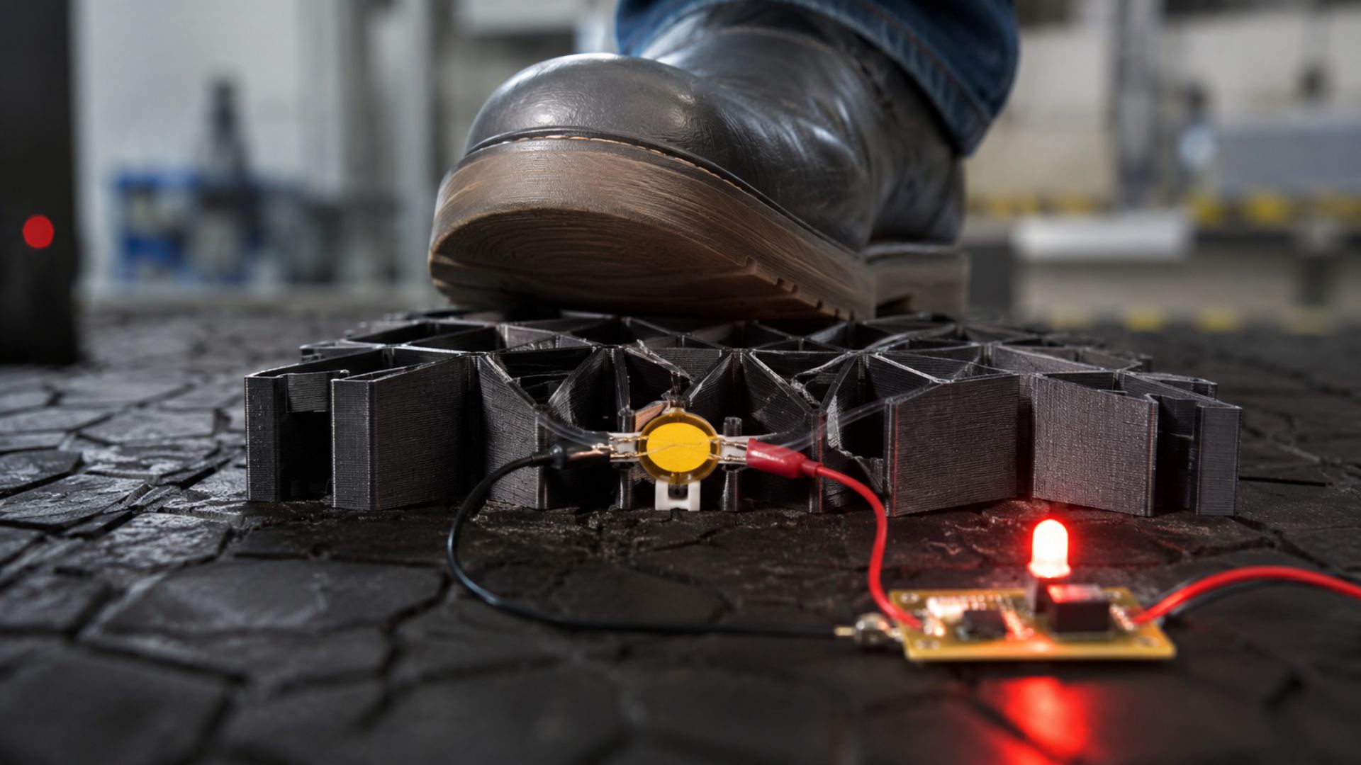 UFMG criou um piso que gera energia: o piso piezoelétrico transforma a energia dos passos no bandejão em energia limpa para ajudar a cortar a conta de luz.