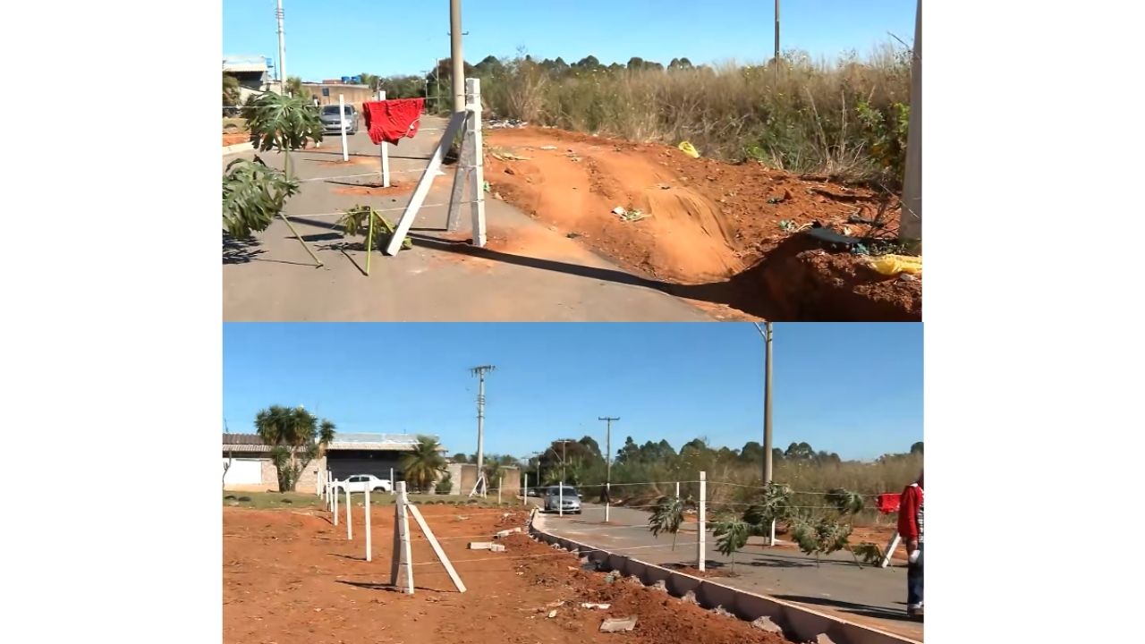 Pista no DF em Samambaia tem lotes particulares no traçado; Terracap e Novacap são cobradas após bloqueio por cercas.