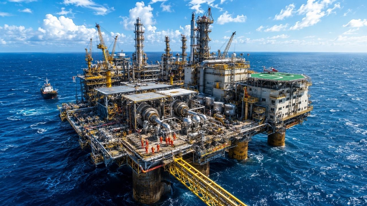 Plataforma de petróleo a 300 km da costa gera energia como uma cidade isolada no mar gás que sobe com o óleo move turbinas, aquece água potável e mantém 200 pessoas trabalhando (4)