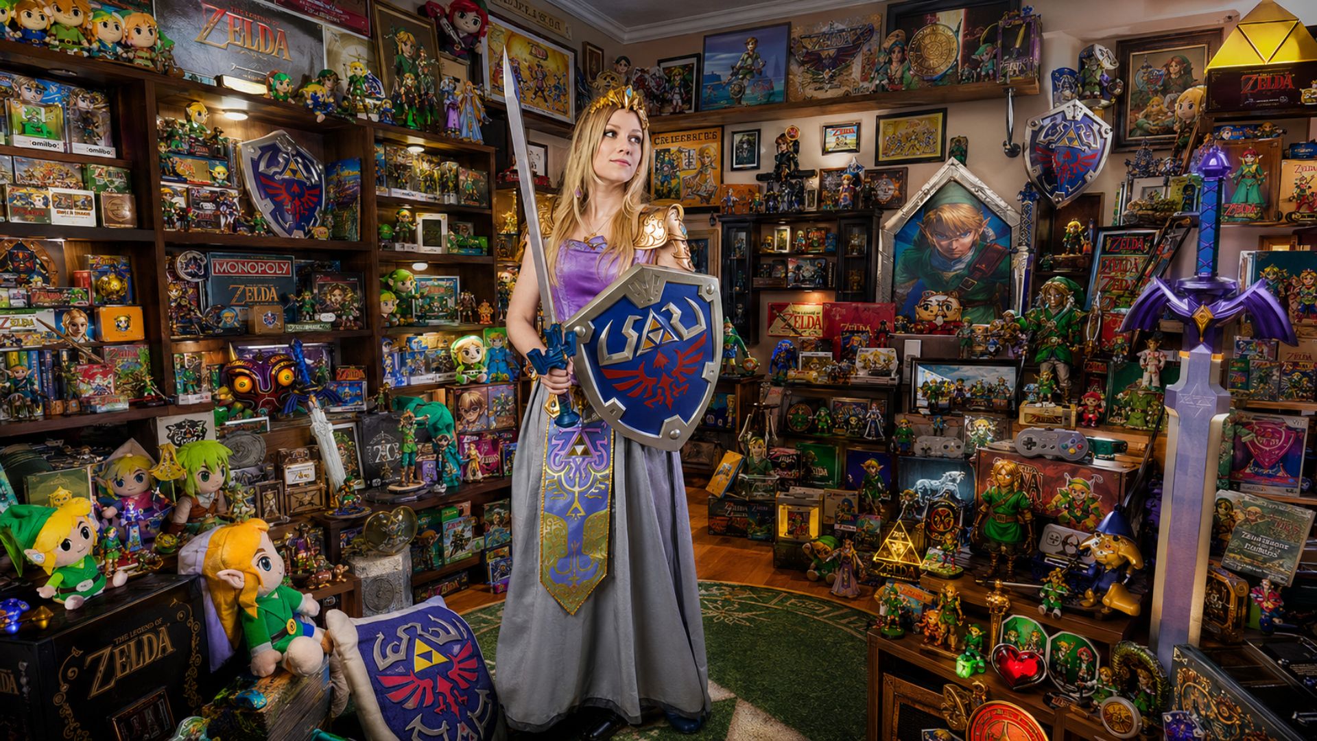 Anne Martha Harnes retomou do americano o recorde do Guinness com a maior coleção de Zelda: 4 mil itens do videogame da Nintendo, cerca de R$ 500 mil.