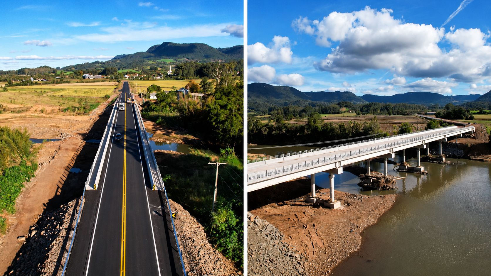 ERS-348 recebe R$ 244,7 milhões para recuperar 23 quilômetros, construir viadutos de várzea e substituir pontes destruídas pelas enchentes.