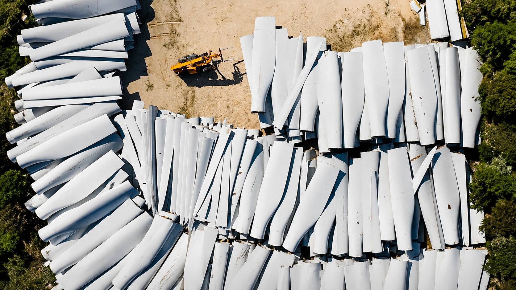 Pás de turbinas eólicas do tamanho de asas de avião viram o novo desafio da energia limpa: mundo pode acumular 43 milhões de toneladas desse material