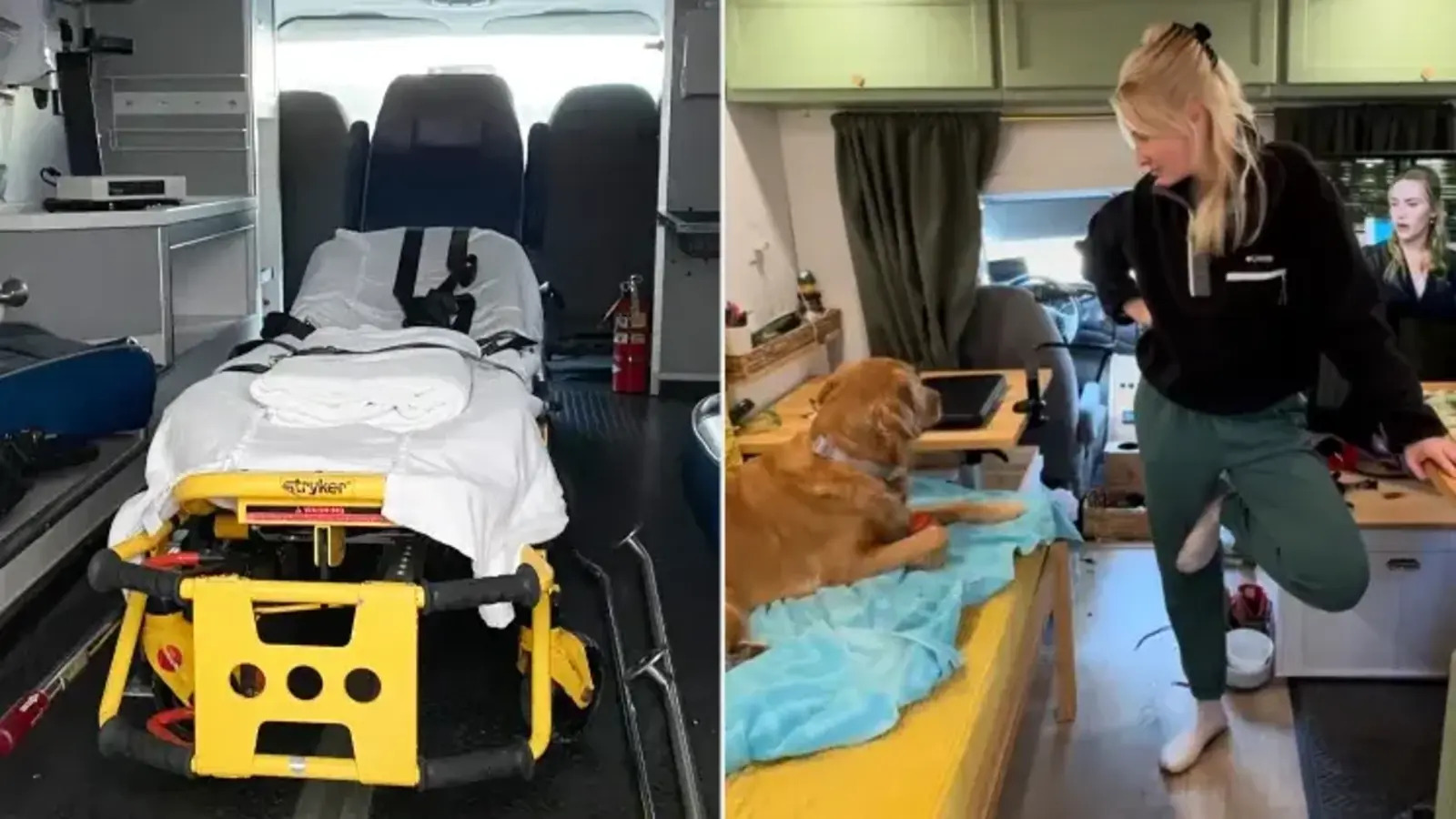 Ela transformou uma ambulância em casa sobre rodas