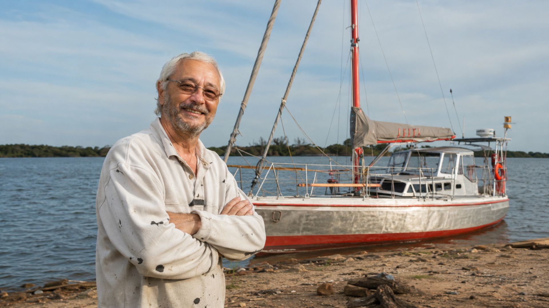 Vanderlei Becker fez em Santa Cruz do Sul o Lelei, de alumínio e 10 toneladas: um veleiro construído sozinho em 5 anos que hoje cruza o litoral do Brasil.
