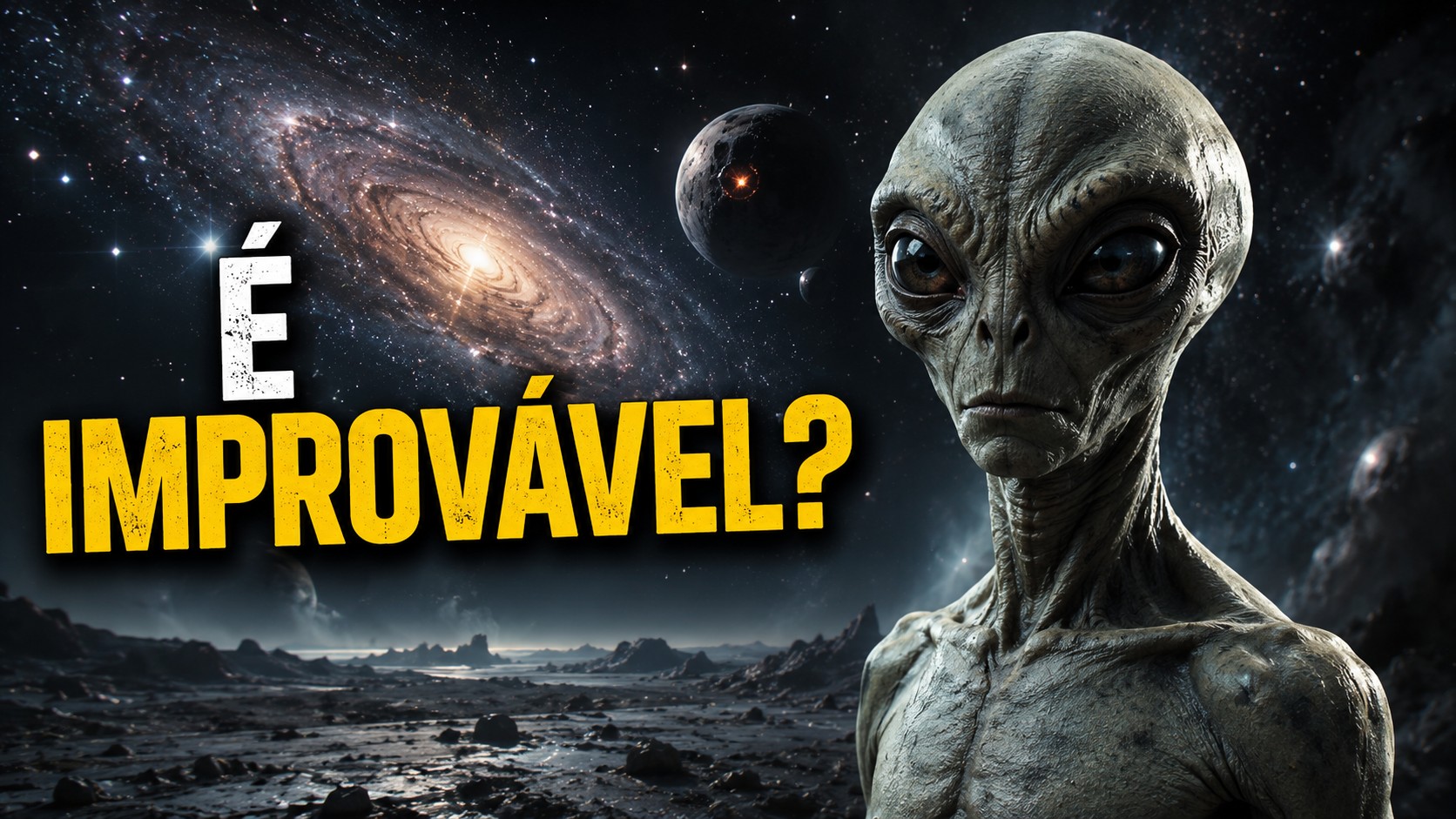 Ser extraterrestre em planeta alienígena observando o universo enquanto a discussão sobre a raridade da vida inteligente ganha destaque.