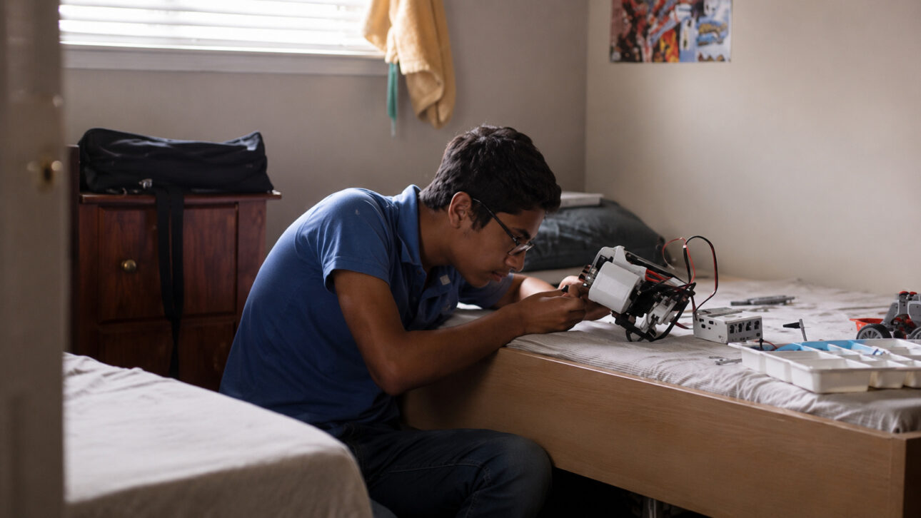 Shubham Banerjee, garoto de 13 anos de Santa Clara, na Califórnia, que usou peças de Lego para criar uma impressora em braile de baixo custo.