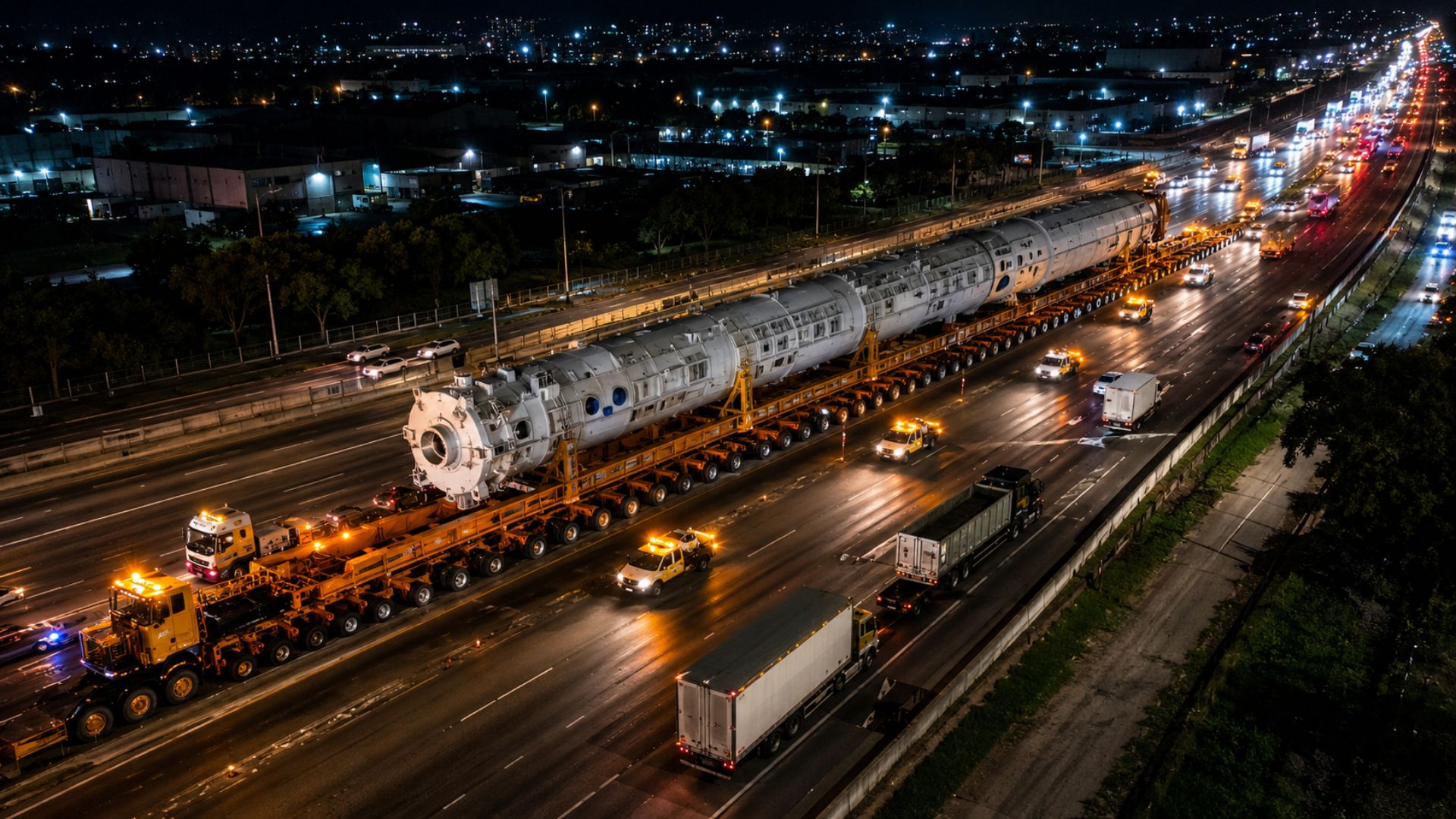 Supercarga de 342,9 toneladas vai provocar a interdição de um trecho da Via Dutra entre Guarulhos e Arujá na noite de 16 de junho, sentido Rio. imagem: ilustrativa