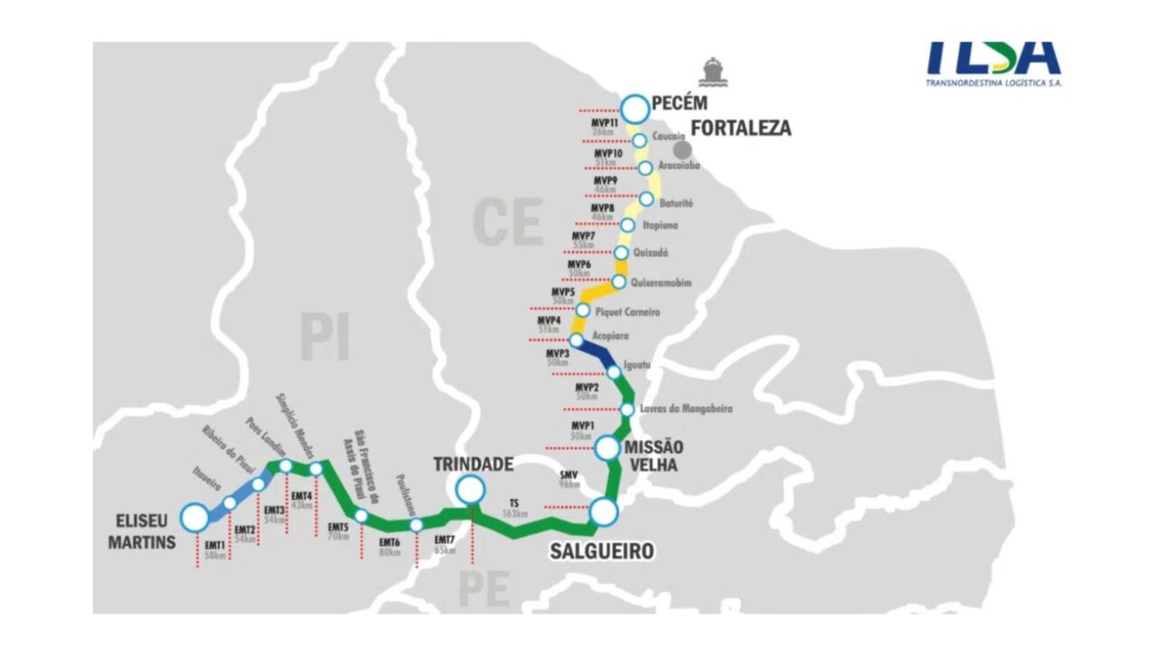 Ferrovia atravessará 53 municípios nos estados do Ceará, Piauí e Pernambuco
Foto: TLSA/Divulgação