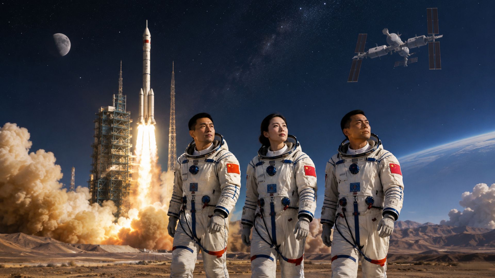 Missão Shenzhou-23 leva três astronautas à estação espacial chinesa Tiangong e pela primeira vez um deles ficará um ano em órbita.