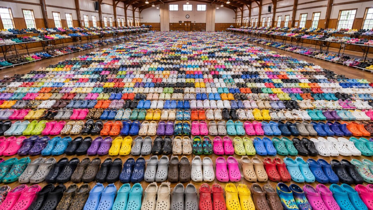 Doogie Sandtiger, o Rei dos Crocs, entrou para o Guinness com a maior coleção de Crocs do mundo: 3.569 pares contados em 13 horas, um recorde mundial.