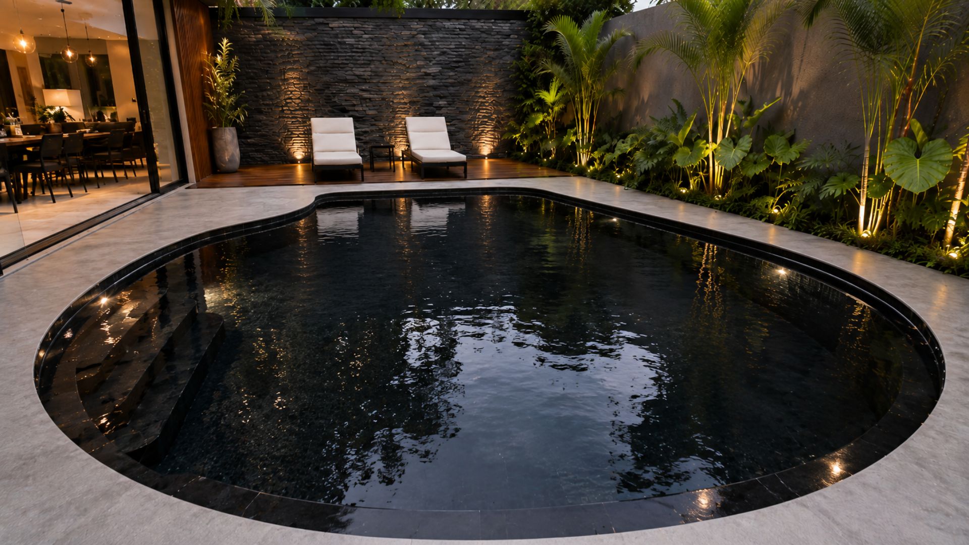 A piscina preta de Balneário Camboriú viralizou no TikTok ao fazer a água parecer sumir, com revestimento importado da África e mais de 23,5 milhões de views.