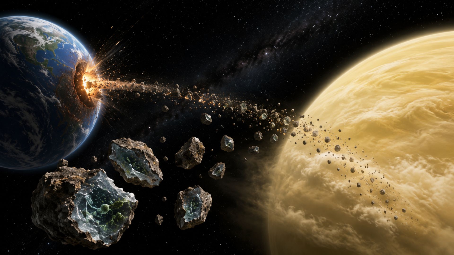 Estudo americano levanta a hipótese de que a Terra semearia vida nas nuvens de Vênus via asteroides, mas nenhuma vida foi confirmada no planeta vizinho.