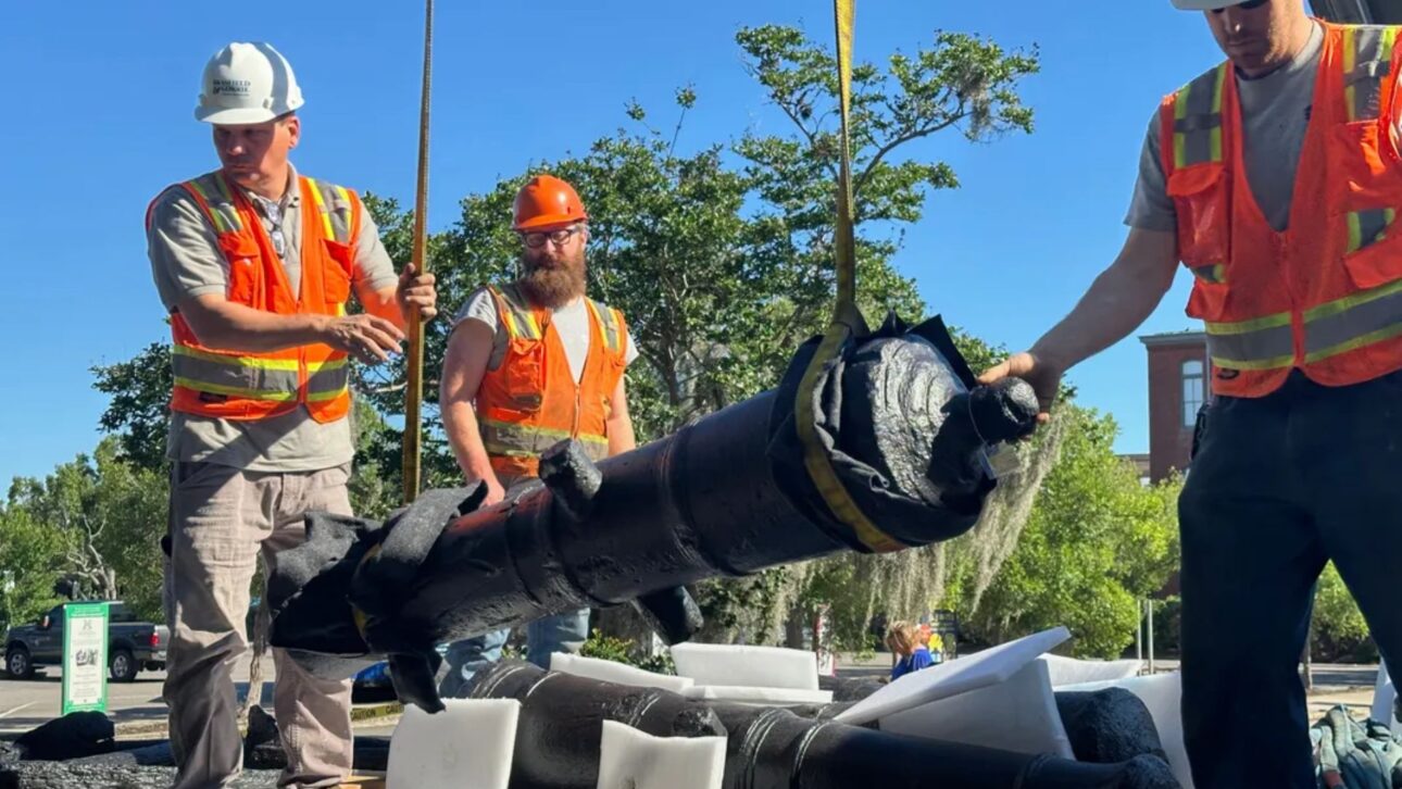 One of the recently restored cannons at the Savannah History Museum, where it will soon be on display. Photo AP/Russ Bynum