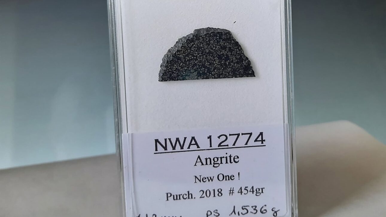 A pedra de 454 gramas, o meteorito NWA 12774, pode ser o resto de um planeta perdido do início do Sistema Solar, sugere estudo com o angrito.
