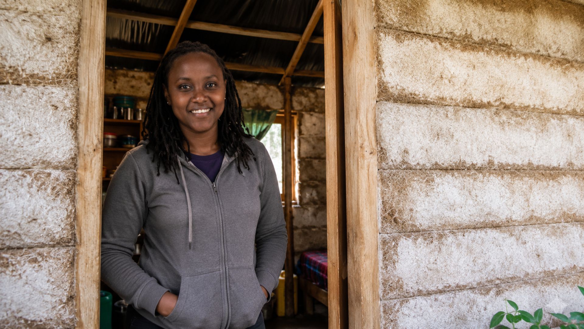 A vendedora ambulante Jedidah Murugi ergueu no Quênia a casa de cogumelo da MycoTile por US$ 208 nas paredes, contra US$ 1.000 do tijolo comum.