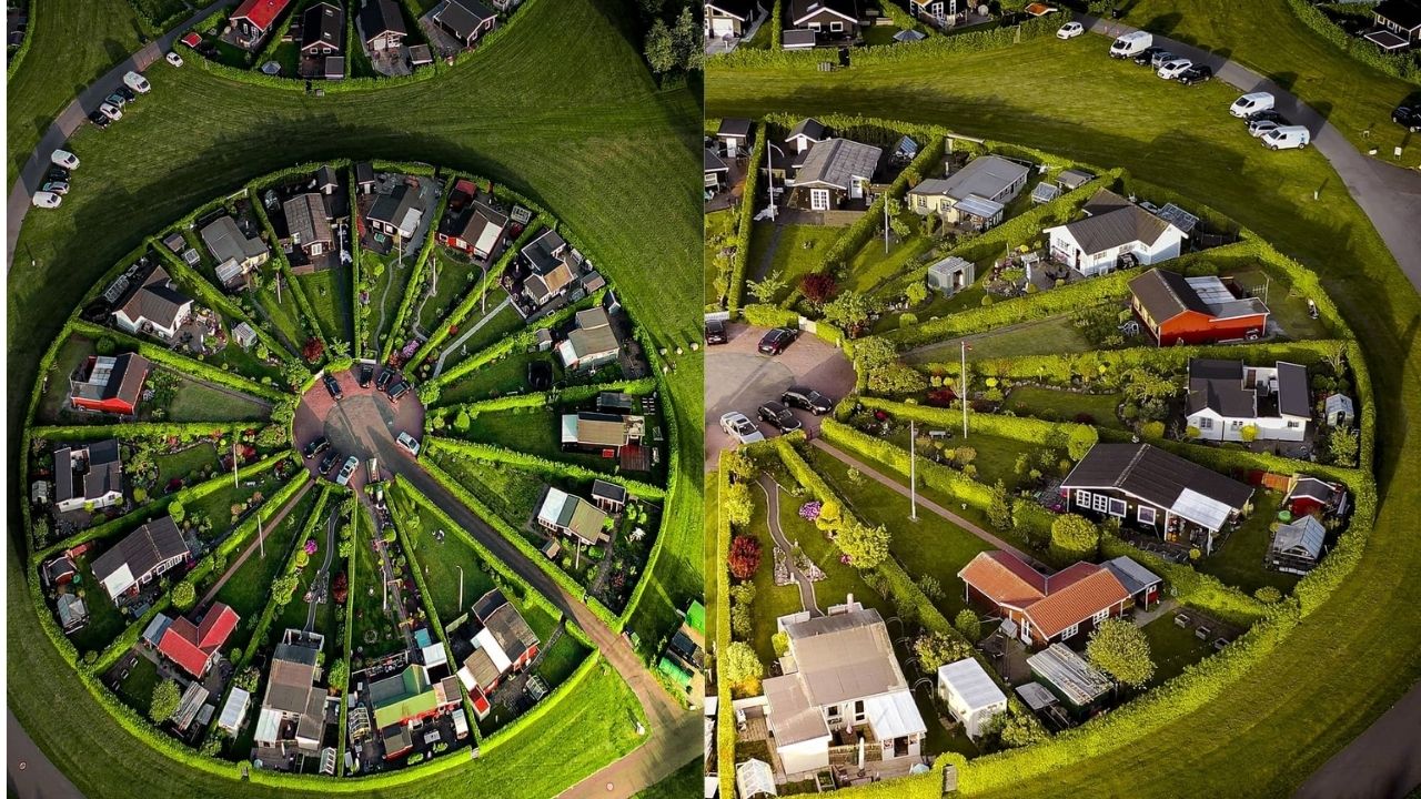 Cidade circular de Brøndby Haveby, perto de Copenhague, reúne jardins circulares e casas de campo.
