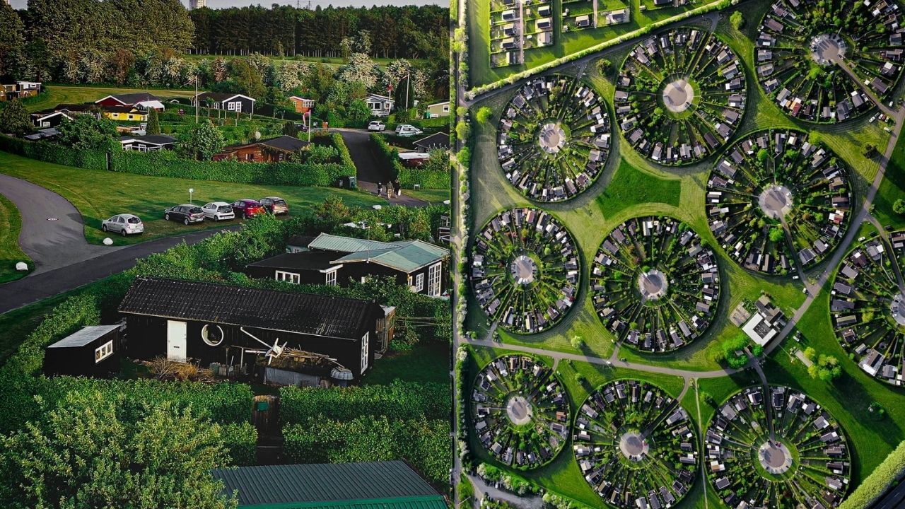 Cidade circular de Brøndby Haveby, perto de Copenhague, reúne jardins circulares e casas de campo.