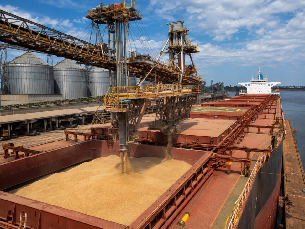 Barcos cargados de granos en los puertos brasileños llevan al mundo gran parte de la riqueza del país.