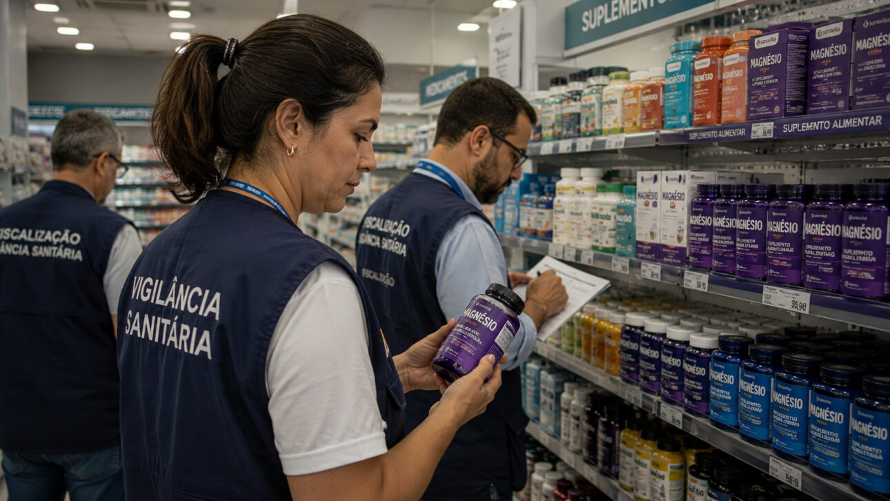 Fiscalização sanitária analisa suplementos alimentares após decisão da Anvisa.
