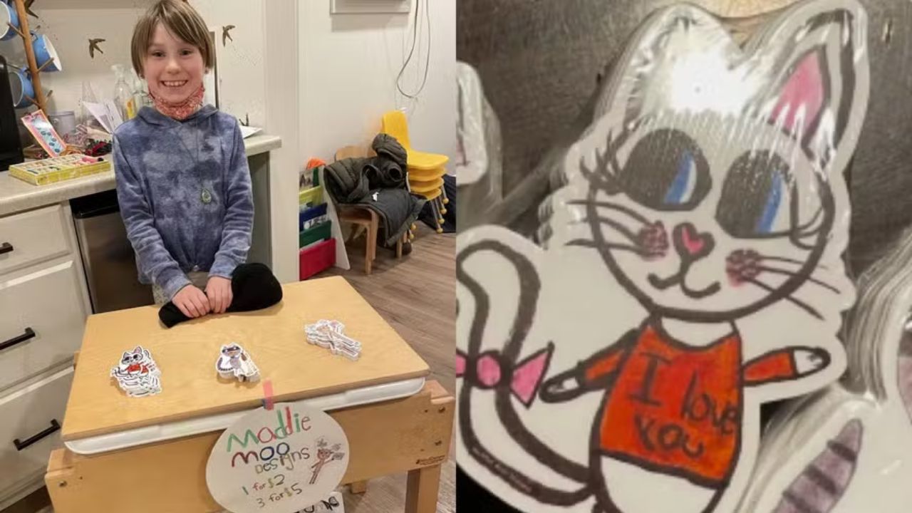 Conheça Maddie Landry, a jovem que criou uma marca de adesivos de sucesso nos EUA, aprendeu a gerenciar os lucros e destina 10% para ações de caridade.