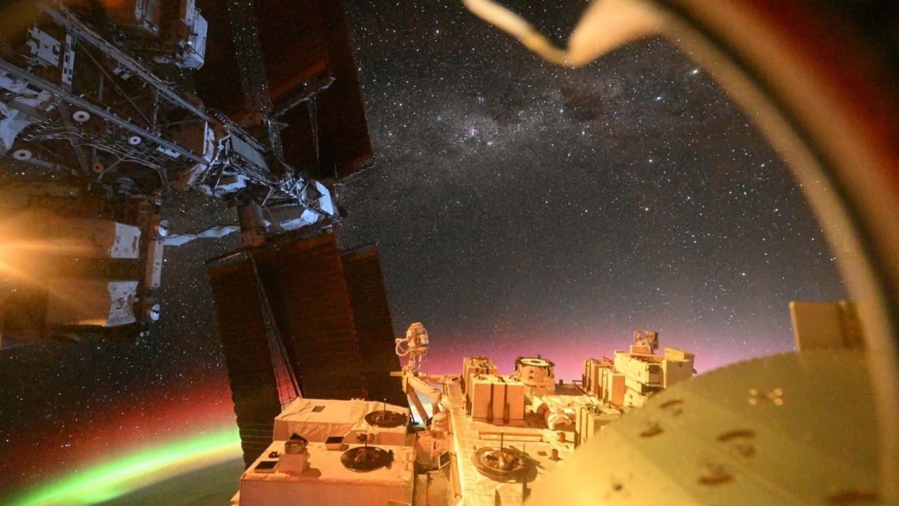 JAXA astronaut releases rare image taken on the ISS that brings together Earth, auroras, and deep space objects in a single capture.