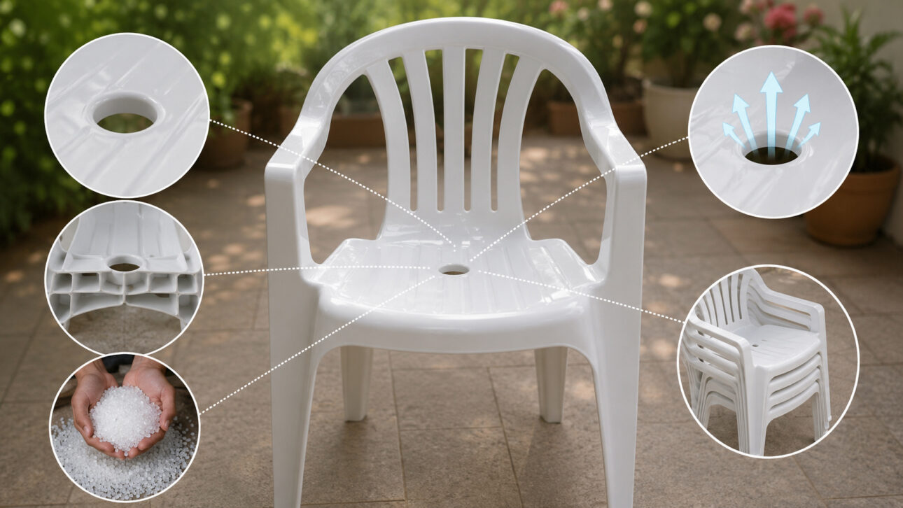 Por que as cadeiras de plástico têm um círculo no meio do assento e o que fabricantes dizem sobre esse detalhe que quase ninguém percebe?