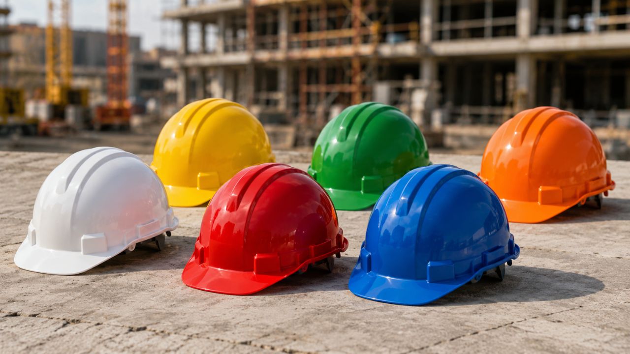 Helmet is mandatory in civil construction and its colors help identify functions, areas of operation, and safety teams.