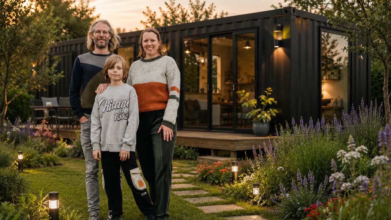 Casal belga trocou uma casa convencional por uma casa de 62 m² feita com contêineres reciclados e ganhou mais contato com a natureza.