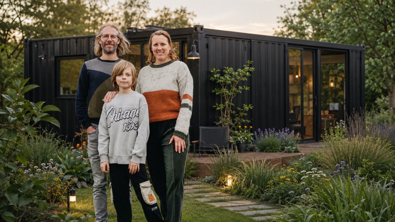 Pareja belga cambió una casa convencional por una casa de 62 m² hecha con contenedores reciclados y ganó más contacto con la naturaleza.