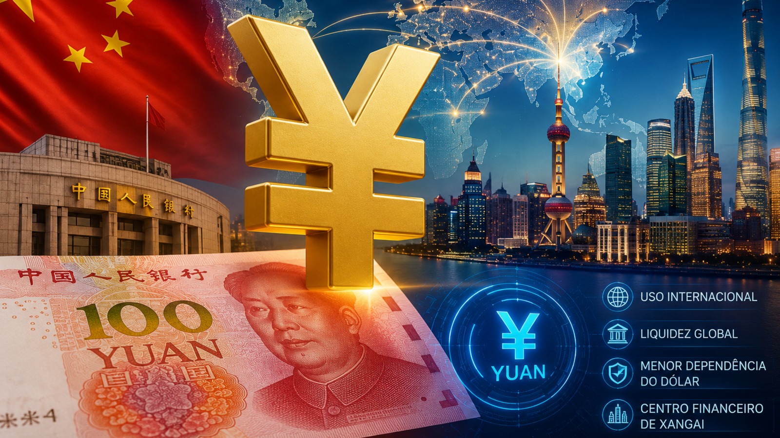 China quer expandir o uso do Yuan e apresenta plano