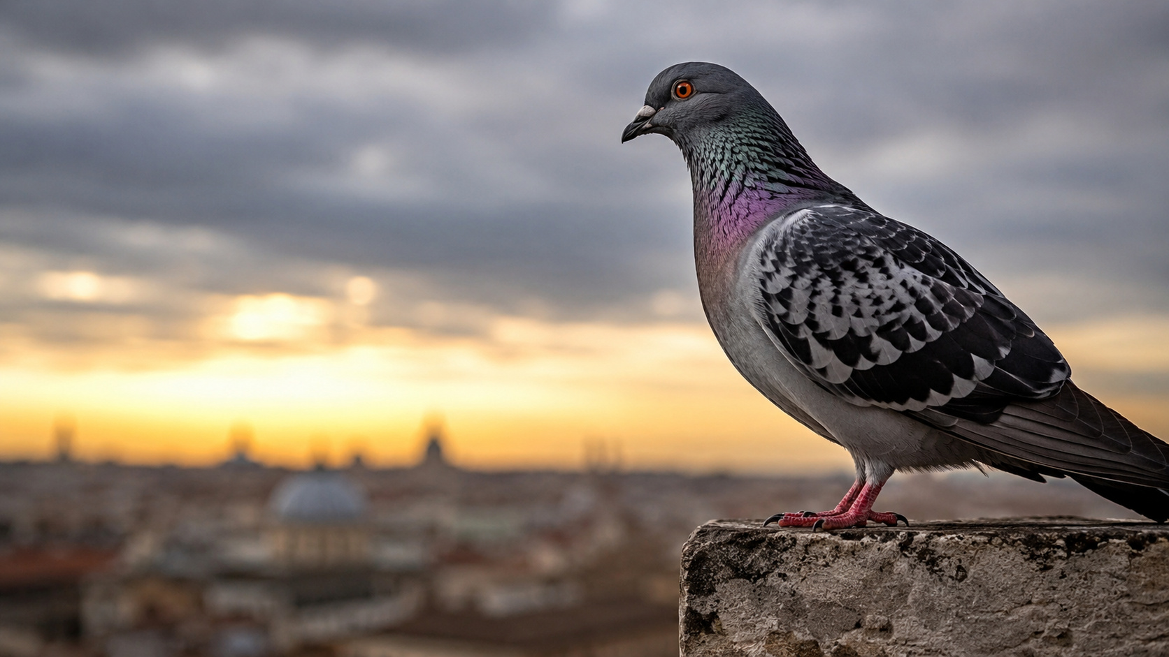 Pombo em voo com representação ilustrativa do campo magnético terrestre e referência científica à navegação das aves.