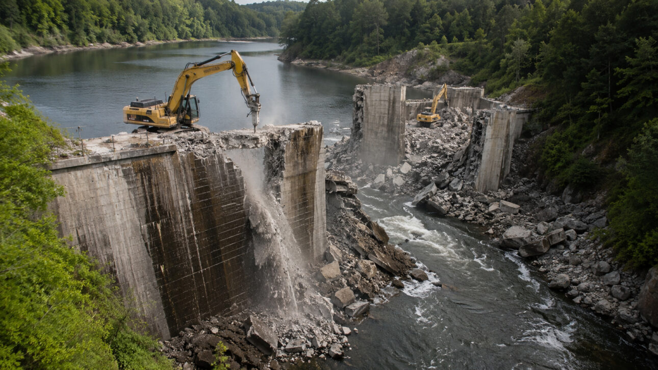 Presas antiguas están siendo demolidas por excavadoras en los Estados Unidos: 108 murallas de concreto fueron removidas