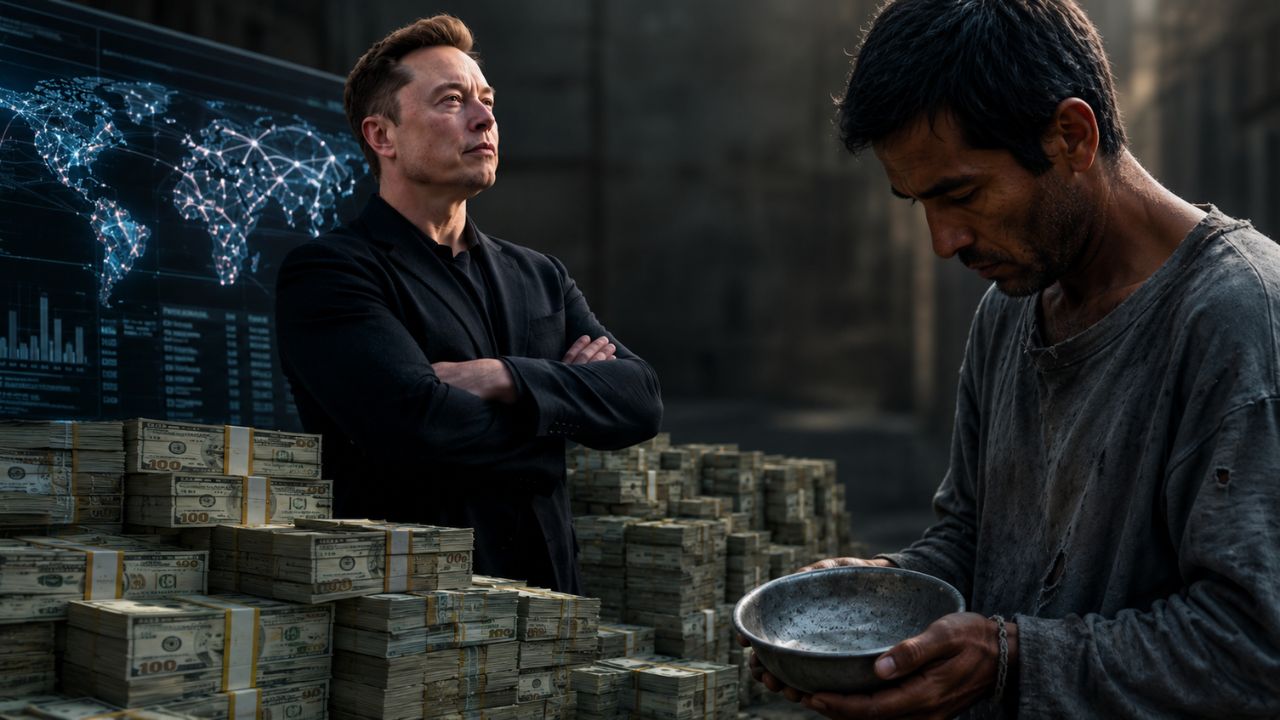 Elon Musk alcançou US$ 1,1 trilhão após o IPO da SpaceX. Dados da ONU, Oxfam e Banco Mundial reacendem debate sobre fome e desigualdade.
