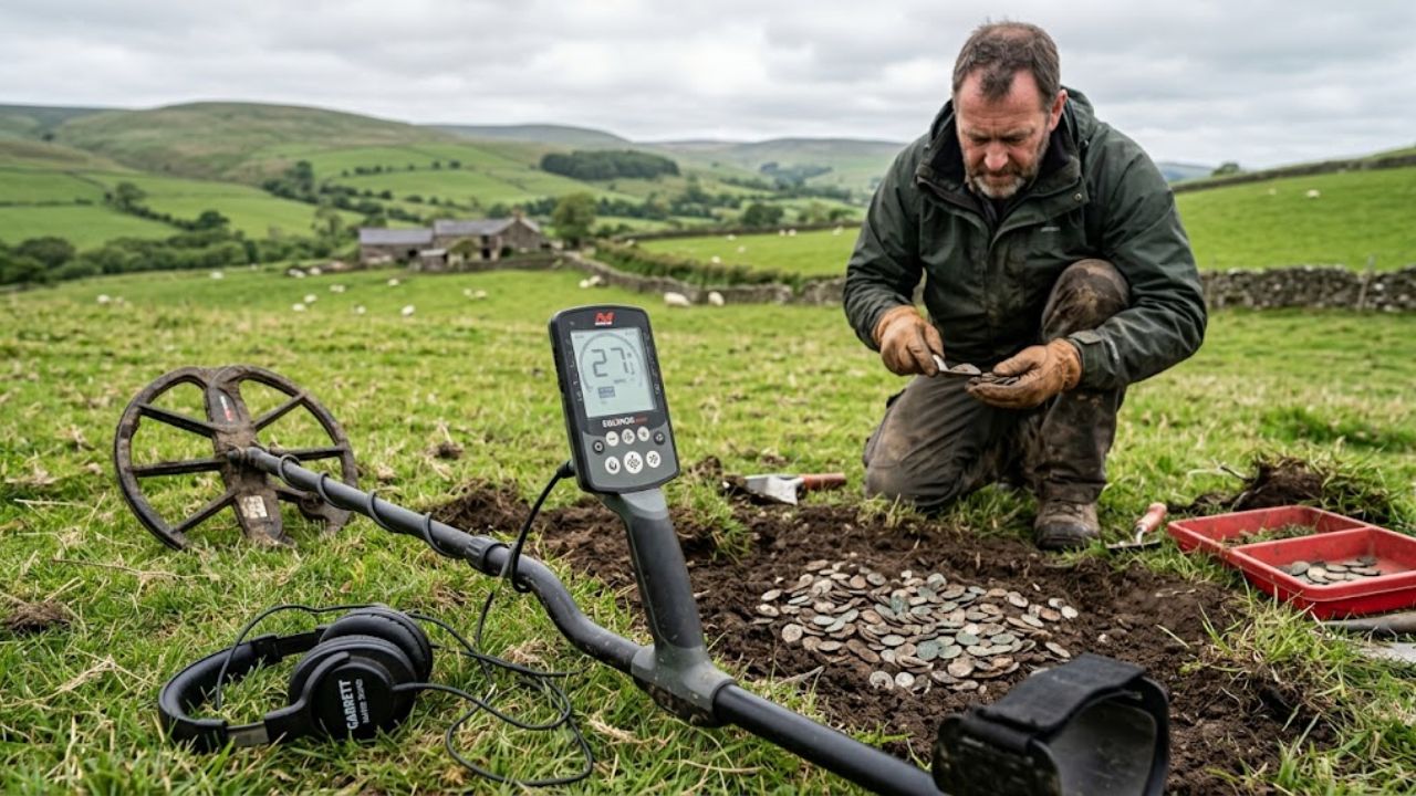 A fortune of 15,000 Roman coins was discovered by a hunter using a metal detector. The find in clay pots generated mystery in Wales. See data.
