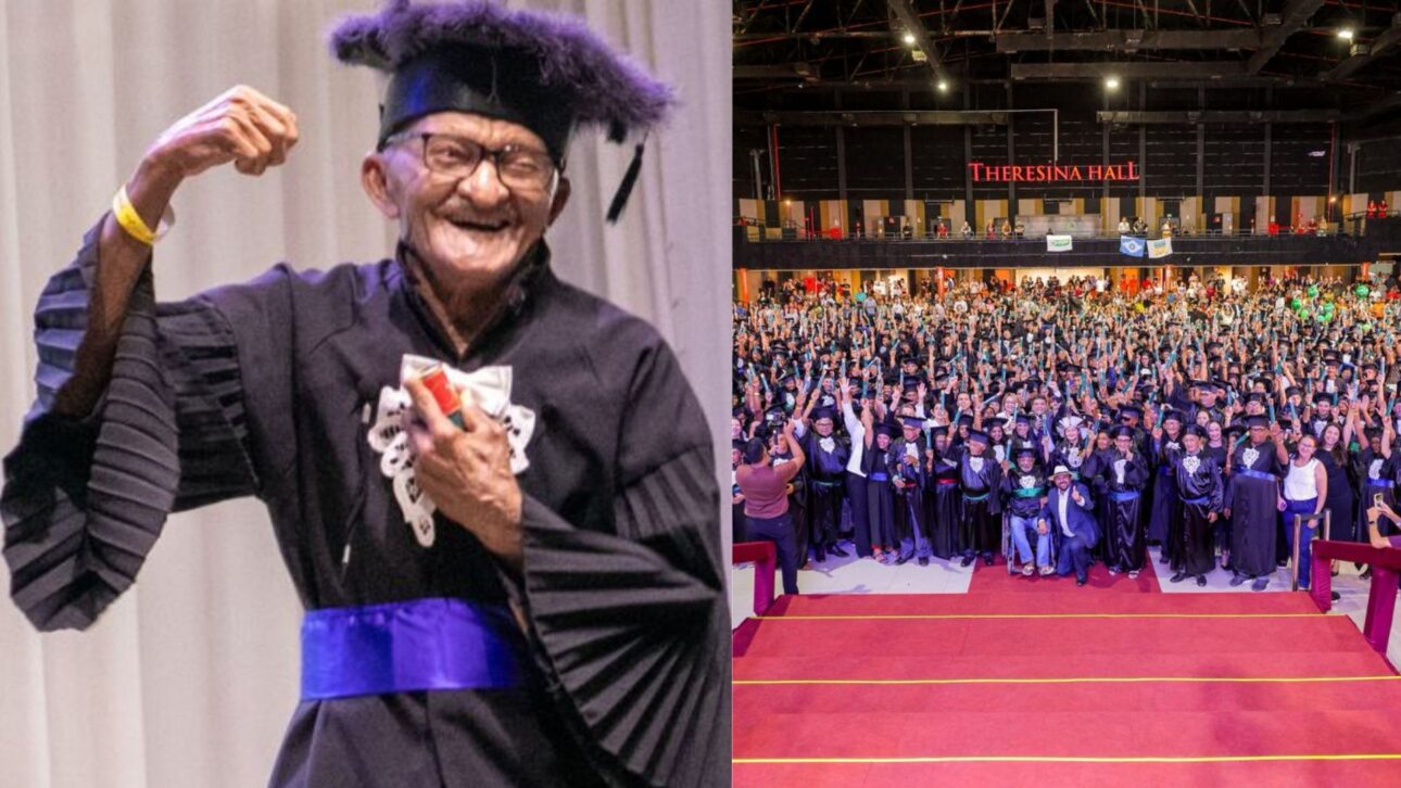 eu Severino celebra a formatura aos 94 anos durante cerimônia de alfabetização em Teresina. Foto: Willame Lucas
