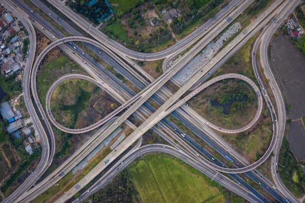 Intersección vial vista desde arriba