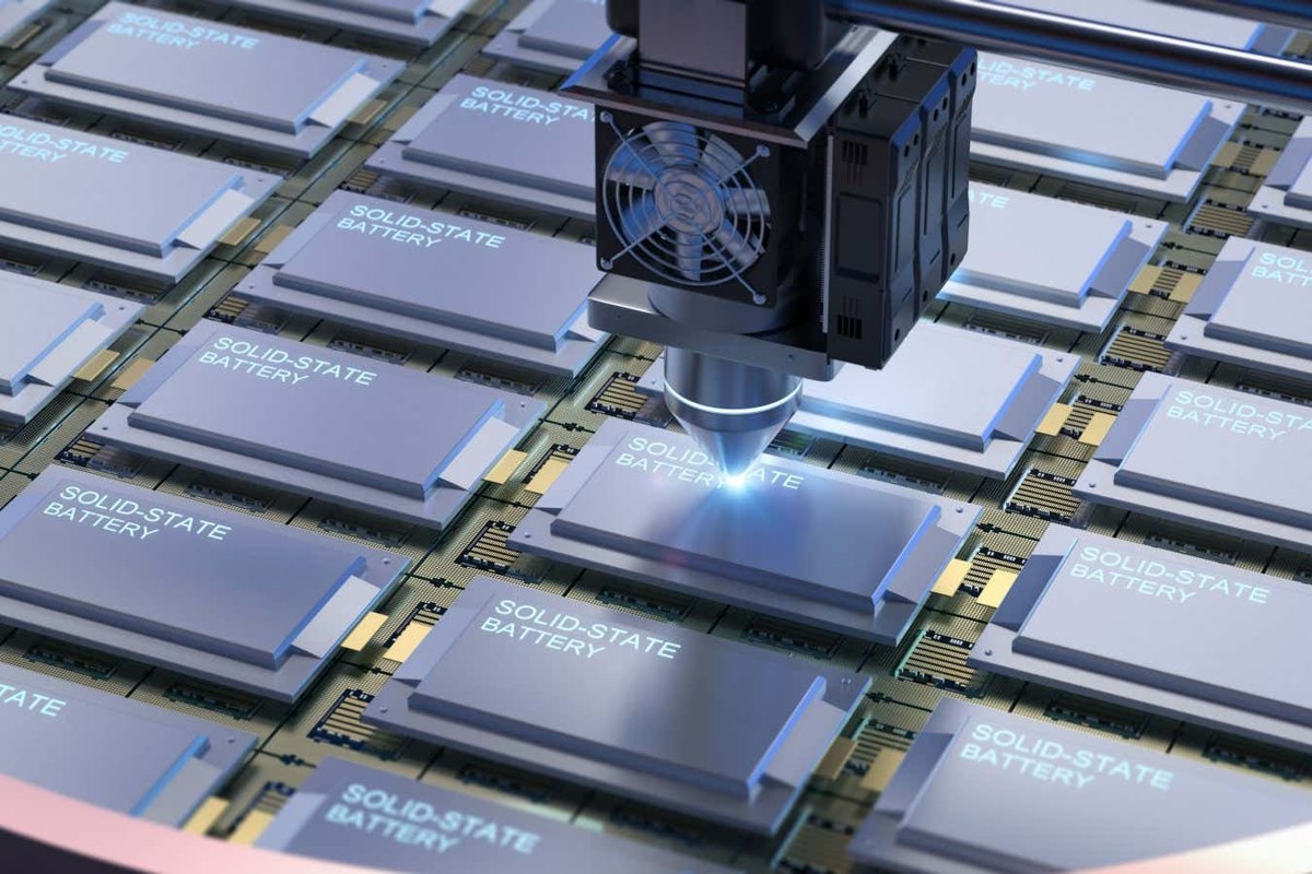 Battery cell being handled in a lab