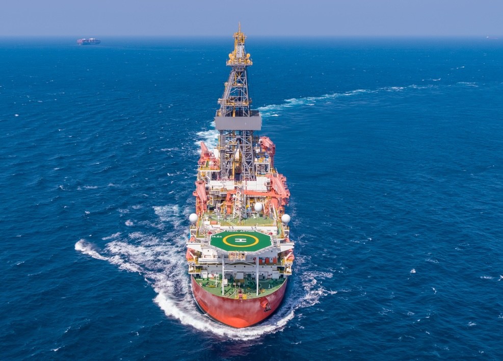Offshore oil platform in operation