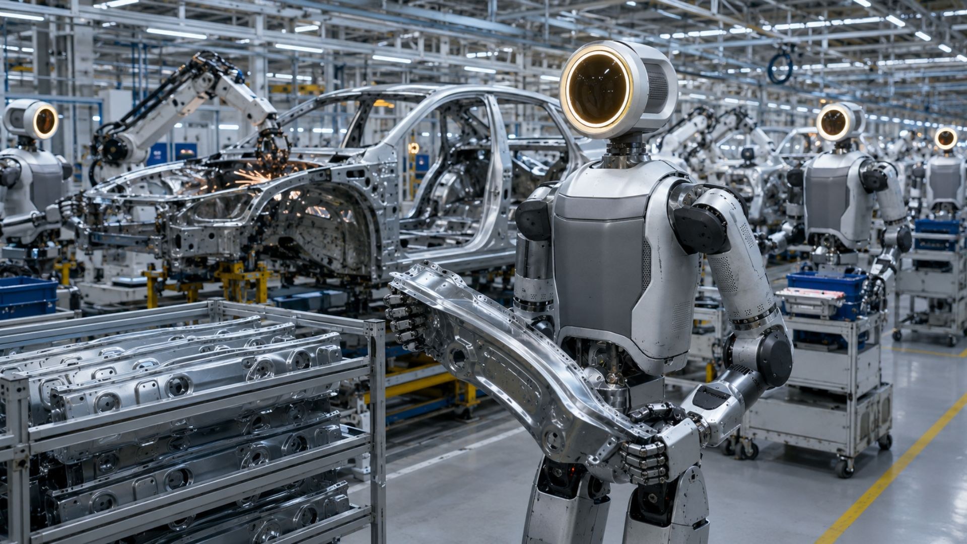 Robots y equipos en línea de producción automatizada