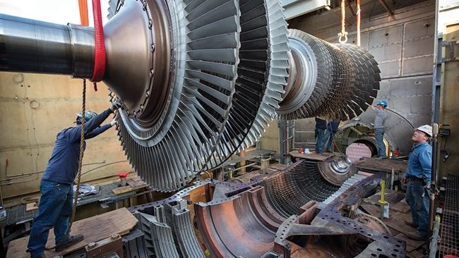 Turbina a gás de uma usina termelétrica