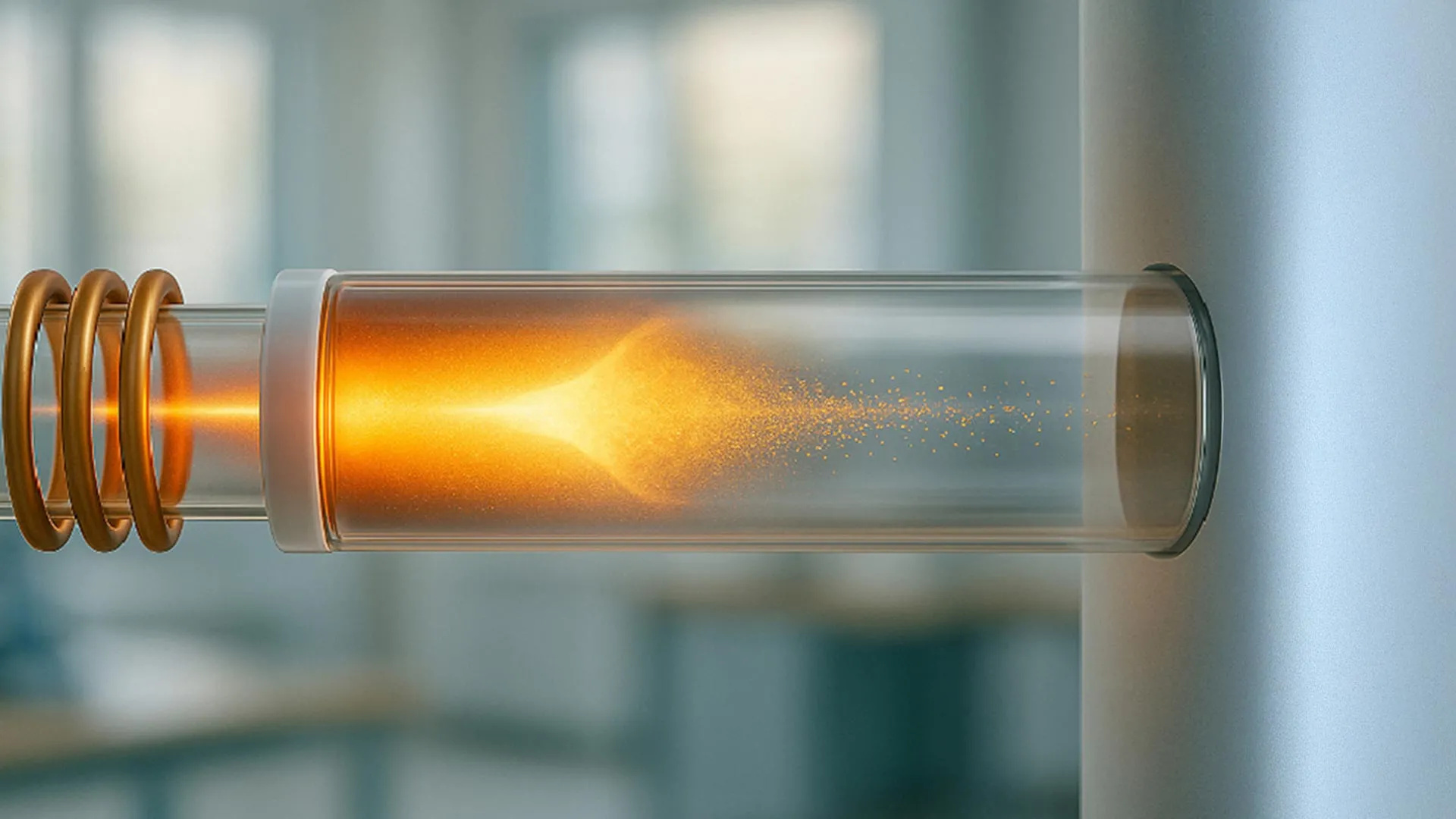 Diagrama do reator de fluxo de plasma que pode ser usado para examinar partículas à medida que se movem de um plasma quente (esquerda) para um estado condensado mais frio (direita). Crédito: LLNL