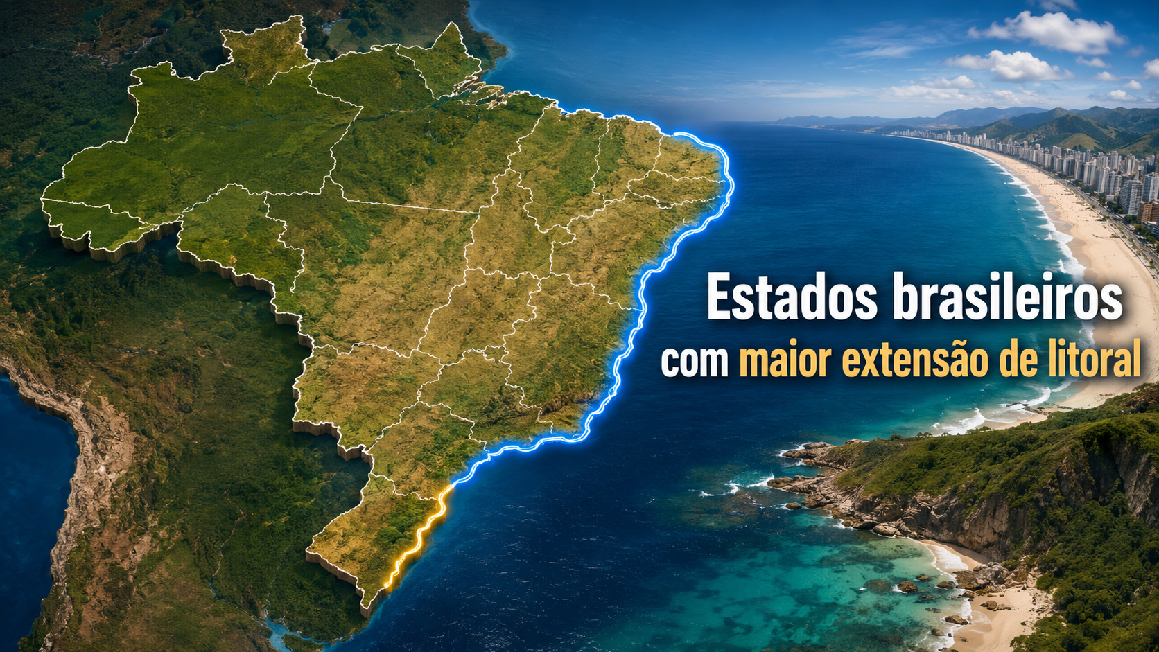 Brasil tem 17 estados litorâneos, mas extensão da costa varia muito e mostra diferenças curiosas entre as regiões.
