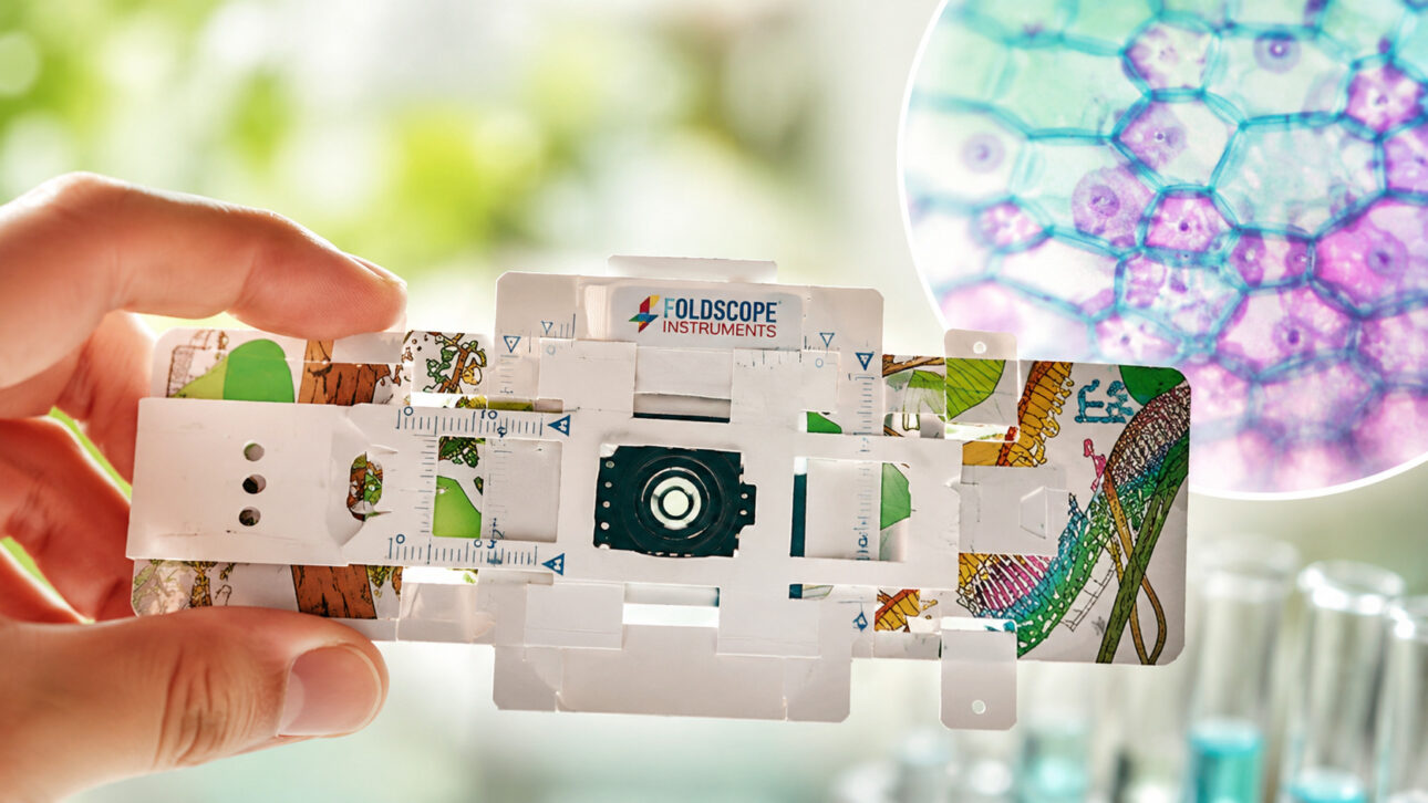 Created at Stanford, the Foldscope costs less than US$ 1, weighs only a few grams, and transforms folded paper into a microscope capable of magnifying objects up to 2,000 times.