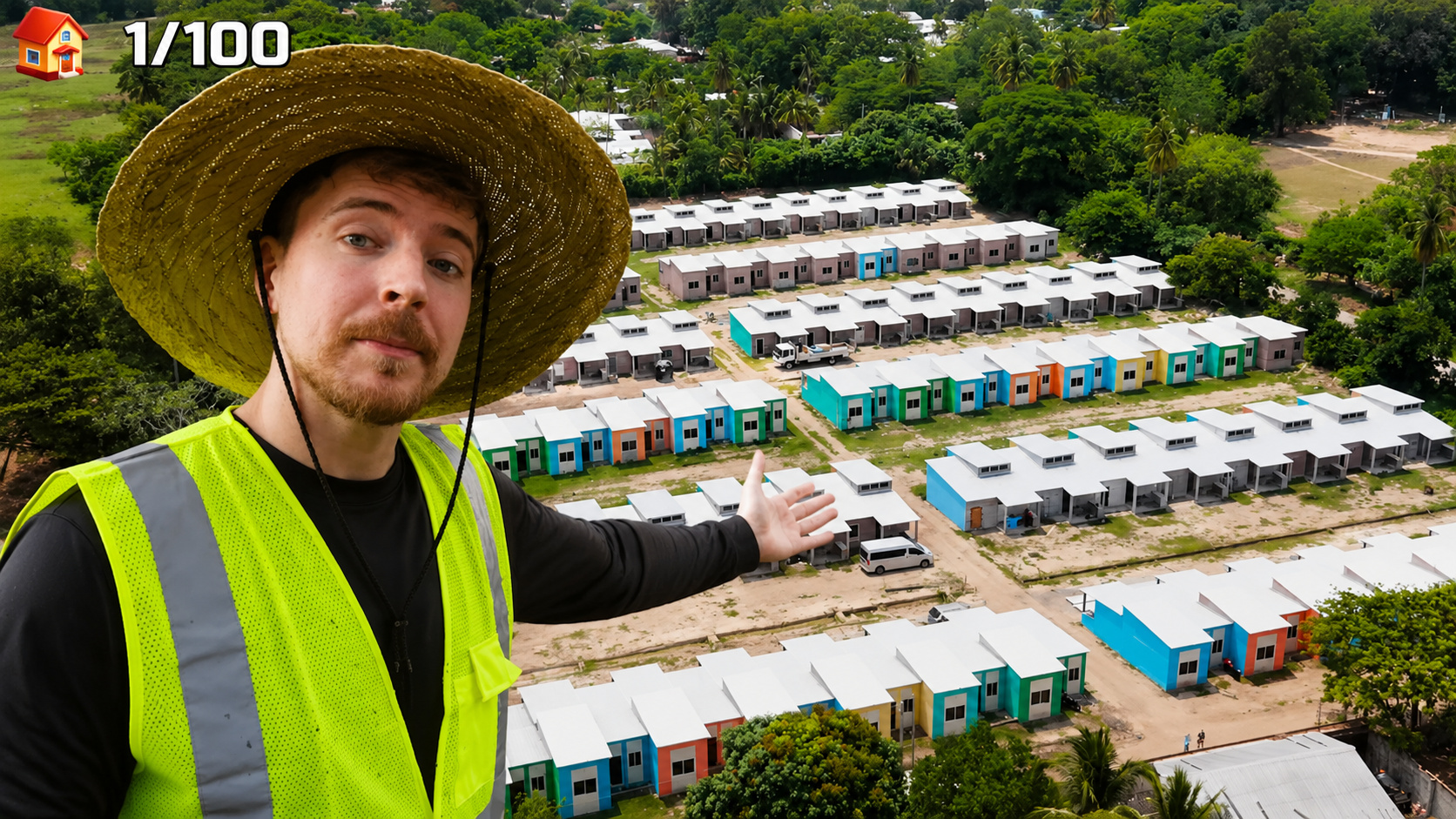 Famílias comemoram recebimento de novas casas construídas por projeto social liderado por MrBeast na América Latina.
