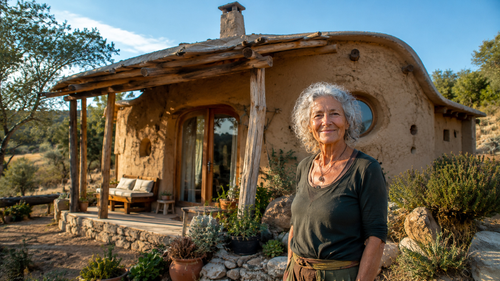 mulher inglesa deixou seu país, escolheu um terreno rural em Portugal e transformou barro em uma casa para viver com mais autonomia