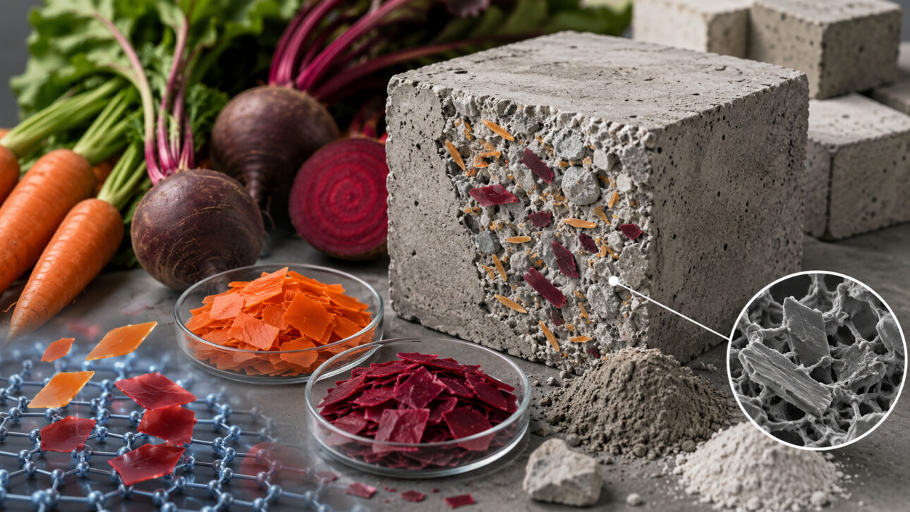 Researchers discovered that nanoplatelets extracted from carrots and beets can reinforce concrete, reduce cement, and surpass advanced additives.