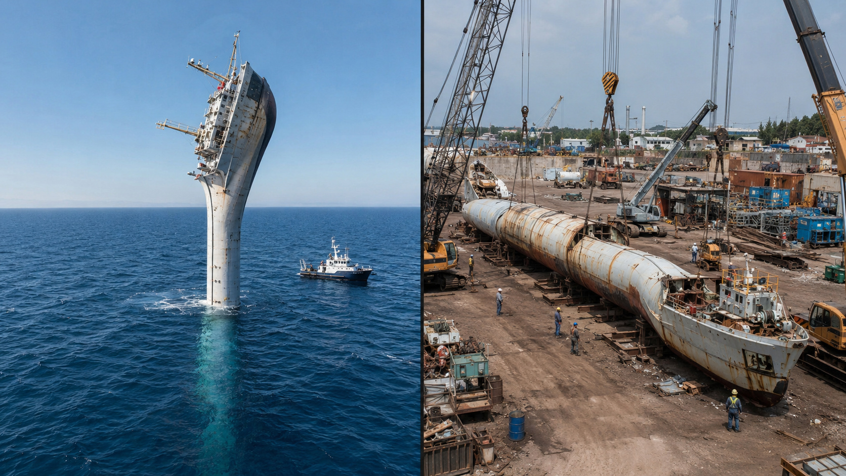 O navio que virava de pé no meio do oceano parecia impossível