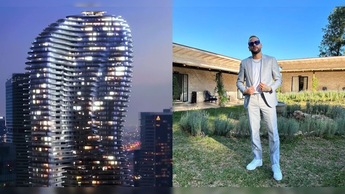 Neymar comprou uma cobertura de R$ 314 milhões em Dubai no Bugatti Residences by Binghatti, projeto com Sky Mansion, praia artificial e elevador privativo para carros.